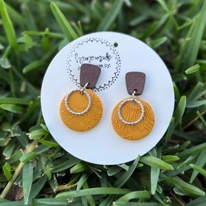 Chic Mustard and Brown Earrings